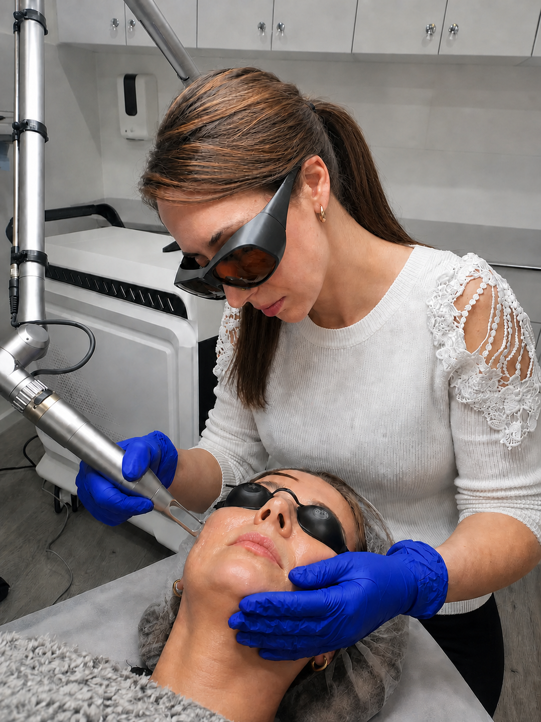 Rebecca performing a Pico laser facial treatment at Beautique Artistry