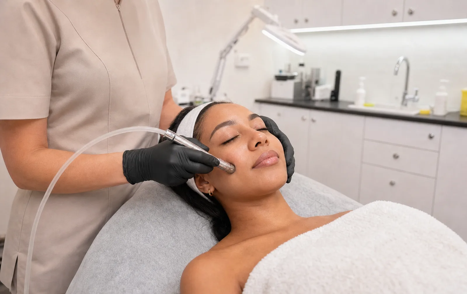 Professional microdermabrasion treatment in the Beautique Artistry treatment room