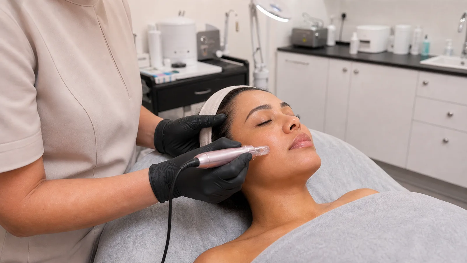 Professional skin needling treatment in the Beautique Artistry treatment room