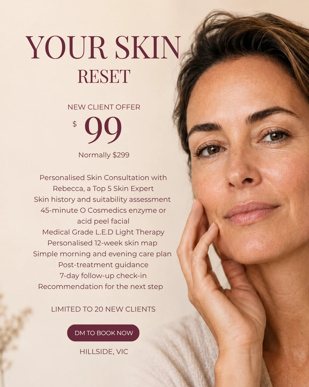 Your Skin Reset new client offer for $99, normally $299